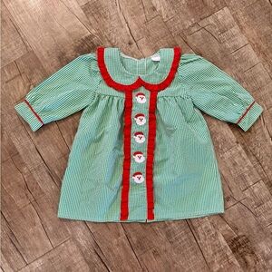 Toddler Baby Girl Christmas Outfit | Santa Smocked Gingham Dress Romper | NWOT |